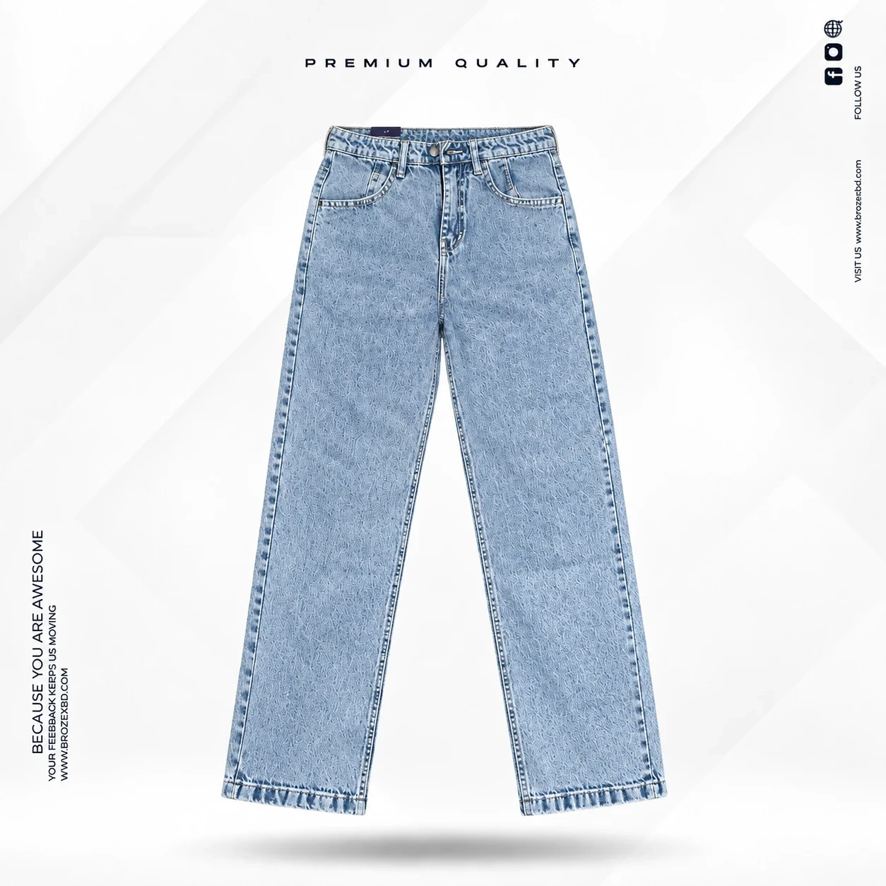 Dark Light Blue Baggy Fit Jeans
